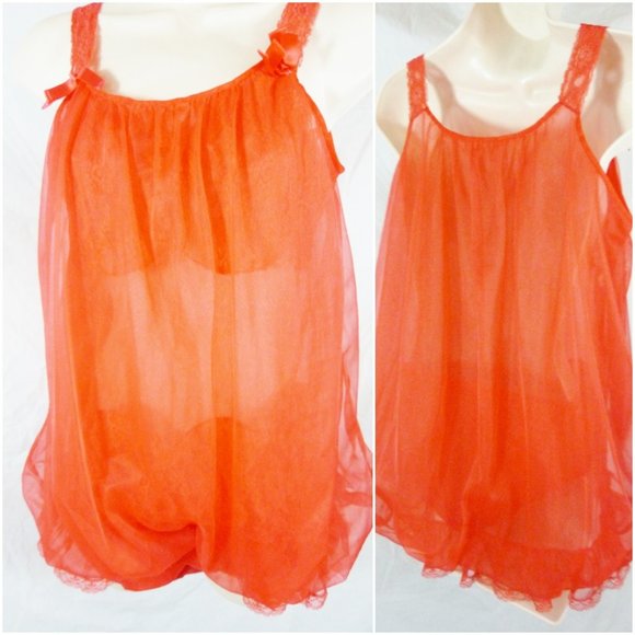 Vtg Texsheen dbl Chiffon small 2 pc set Lace Incer